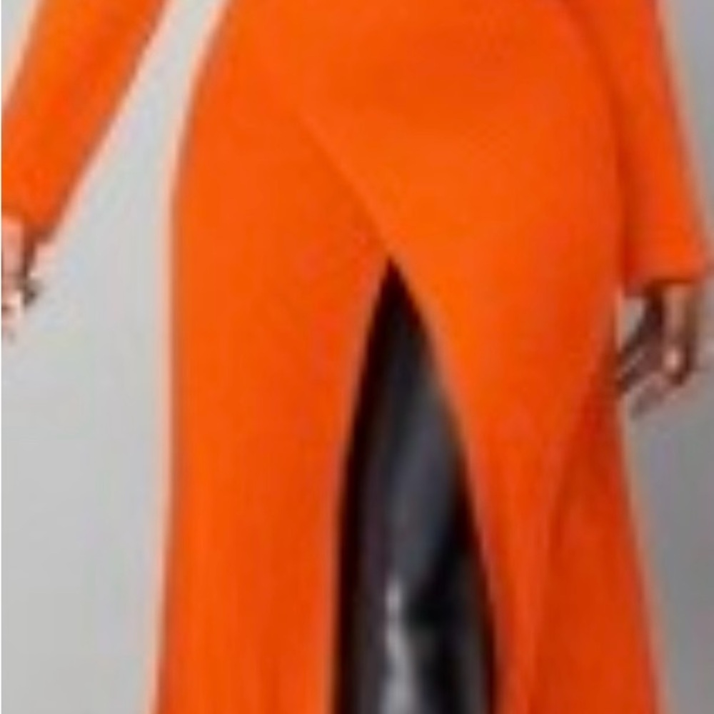 Vibrant Orange Maxi Dress with Slit